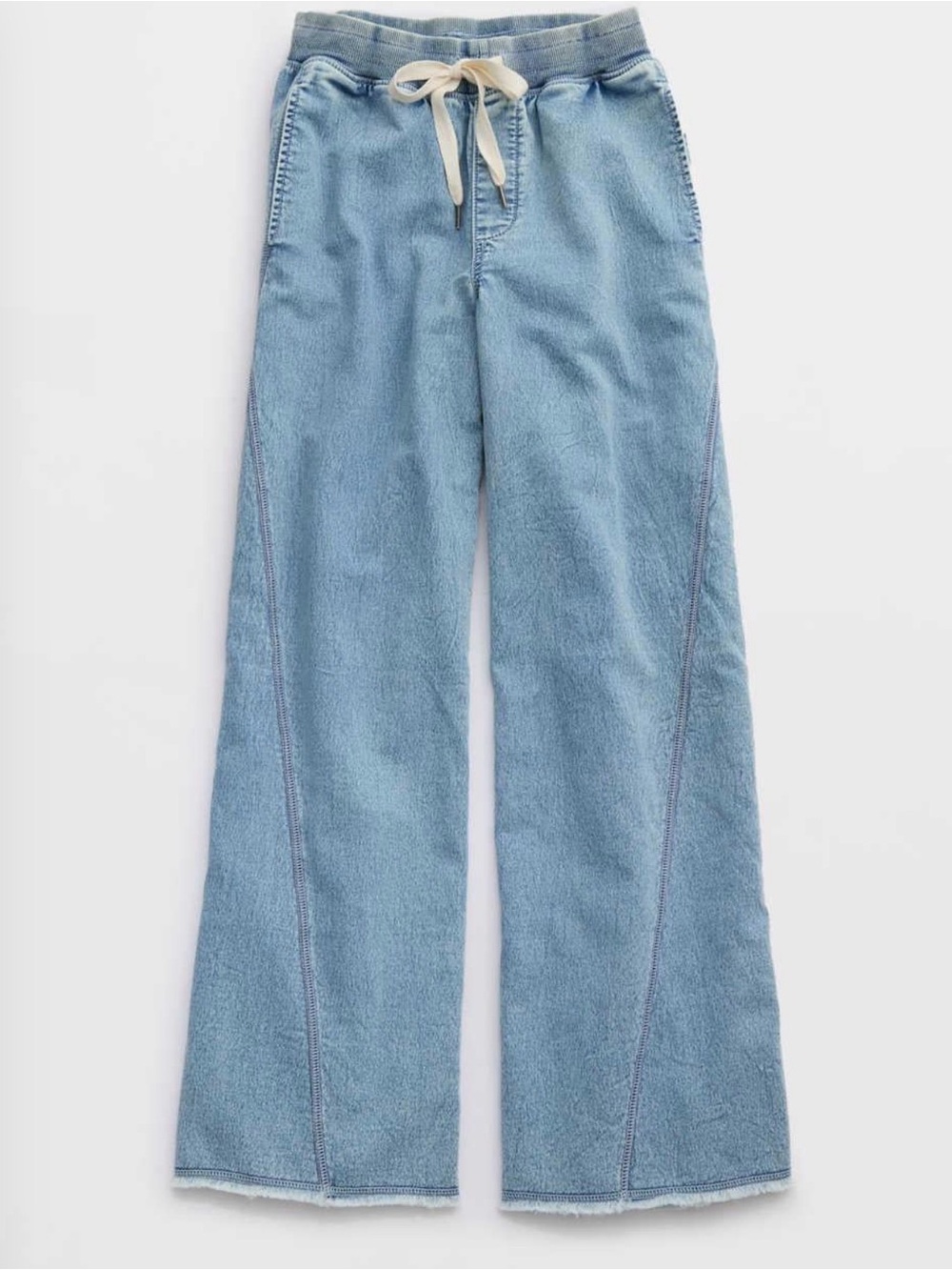 Aerie Soft Landing Trouser Blue Wide-Leg Drawstring Jeans - Women's XXL NEW